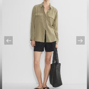 Babaton Beige Utility Button-Up Shirt Beige XS